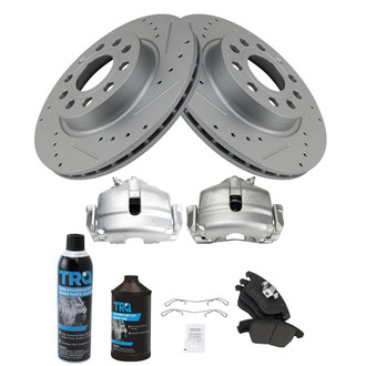 TRQ® - Performance Semi-Metallic Front Brake Kit with Calipers