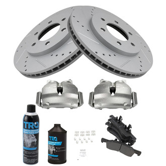 TRQ® - Performance Semi-Metallic Front Brake Kit with Calipers