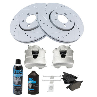 TRQ® - Performance Semi-Metallic Front Brake Kit with Calipers