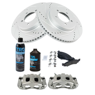 TRQ® - Performance Semi-Metallic Front Brake Kit with Calipers