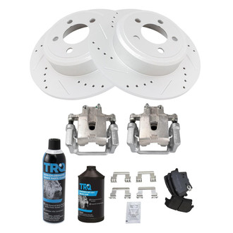 TRQ® - Performance Semi-Metallic Rear Brake Kit with Calipers