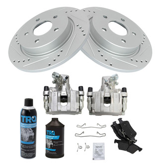 TRQ® - Performance Semi-Metallic Rear Brake Kit with Calipers