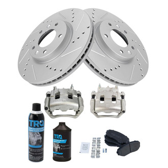 TRQ® - Performance Semi-Metallic Front Brake Kit with Calipers