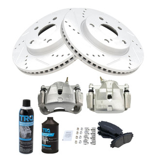 TRQ® - Performance Semi-Metallic Front Brake Kit with Calipers
