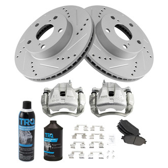 TRQ® - Performance Semi-Metallic Front Brake Kit with Calipers