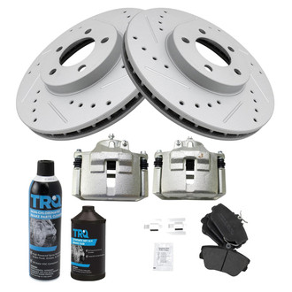 TRQ® - Performance Semi-Metallic Front Brake Kit with Calipers