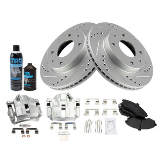 TRQ® - Performance Semi-Metallic Front Brake Kit with Calipers
