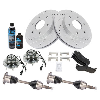 TRQ® - Performance Semi-Metallic Front Brake Kit with Hub Assemblies