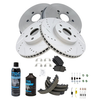 TRQ® - Performance Semi-Metallic Front and Rear Brake Kit with Drum and Shoes
