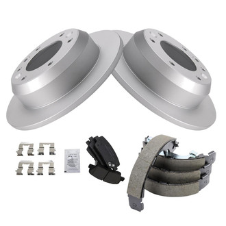 TRQ® - Rear Disc Brake Kit with Ceramic Pads and Shoes