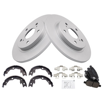 TRQ® - Rear Disc Brake Kit with Ceramic Pads and Shoes