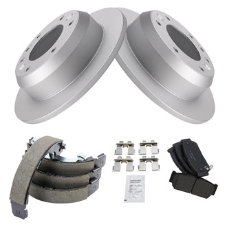TRQ® - Rear Disc Brake Kit with Ceramic Pads and Shoes