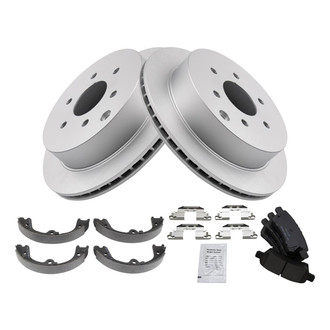 TRQ® - Rear Disc Brake Kit with Ceramic Pads and Shoes