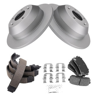 TRQ® - Rear Disc Brake Kit with Ceramic Pads and Shoes
