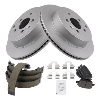 TRQ® - Rear Disc Brake Kit with Ceramic Pads and Shoes