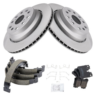 TRQ® - Rear Disc Brake Kit with Ceramic Pads and Shoes