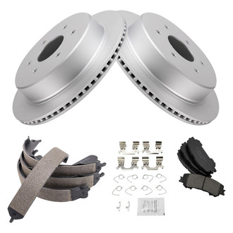 TRQ® - Rear Disc Brake Kit with Ceramic Pads and Shoes