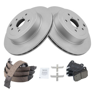 TRQ® - Rear Disc Brake Kit with Ceramic Pads and Shoes