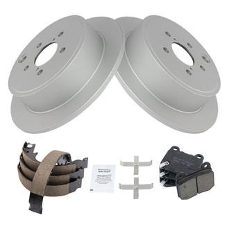 TRQ® - Rear Disc Brake Kit with Ceramic Pads and Shoes
