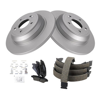 TRQ® - Rear Disc Brake Kit with Ceramic Pads and Shoes
