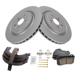 TRQ® - Rear Disc Brake Kit with Ceramic Pads and Shoes