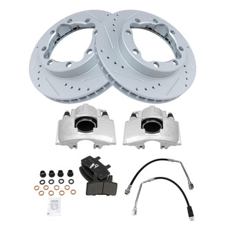 TRQ® - Performance Semi-Metallic Front Brake Kit with Calipers and Hoses
