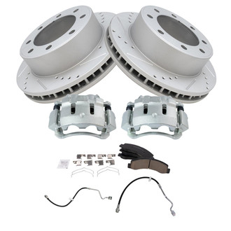 TRQ® - Performance Ceramic Front Brake Kit with Calipers and Hoses
