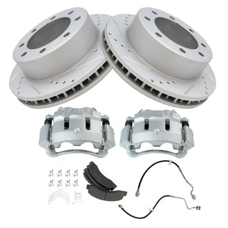 TRQ® - Performance Semi-Metallic Front Brake Kit with Calipers and Hoses