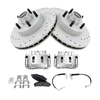 TRQ® - Performance Ceramic Front Brake Kit with Calipers and Hoses