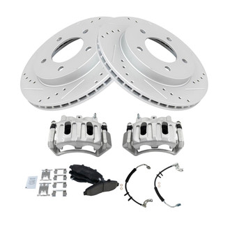 TRQ® - Performance Ceramic Front Brake Kit with Calipers and Hoses