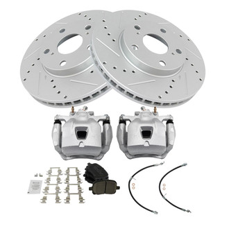 TRQ® - Performance Ceramic Front Brake Kit with Calipers and Hoses