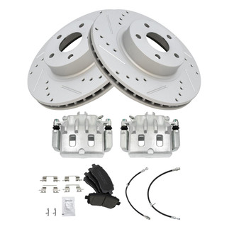 TRQ® - Performance Ceramic Front Brake Kit with Calipers and Hoses