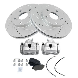 TRQ® - Performance Ceramic Front Brake Kit with Calipers and Hoses