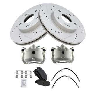 TRQ® - Performance Ceramic Front Brake Kit with Calipers and Hoses