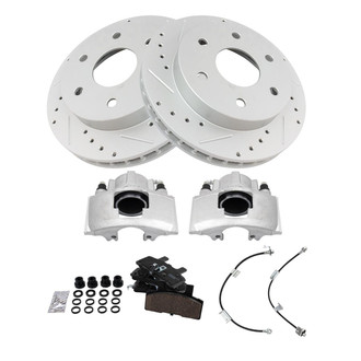 TRQ® - Performance Ceramic Front Brake Kit with Calipers and Hoses