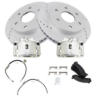 TRQ® - Performance Ceramic Front Brake Kit with Calipers and Hoses