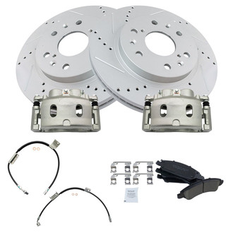 TRQ® - Performance Ceramic Front Brake Kit with Calipers and Hoses