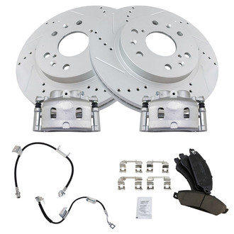 TRQ® - Performance Ceramic Front Brake Kit with Calipers and Hoses