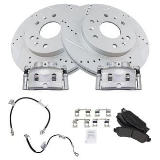 TRQ® - Performance Semi-Metallic Front Brake Kit with Calipers and Hoses
