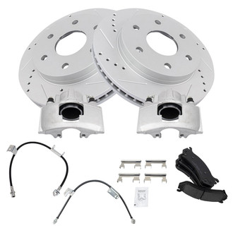 TRQ® - Performance Ceramic Front Brake Kit with Calipers and Hoses