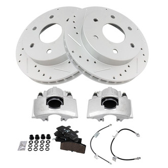 TRQ® - Performance Ceramic Front Brake Kit with Calipers and Hoses