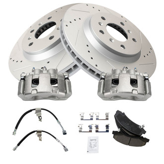 TRQ® - Performance Ceramic Brake Kit with Calipers and Hoses
