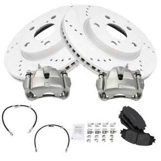 TRQ® - Performance Ceramic Front Brake Kit with Calipers and Hoses