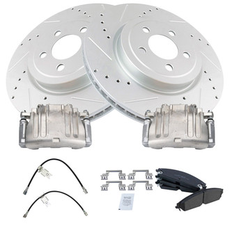 TRQ® - Performance Ceramic Front Brake Kit with Calipers and Hoses