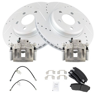 TRQ® - Performance Semi-Metallic Brake Kit with Calipers and Hoses