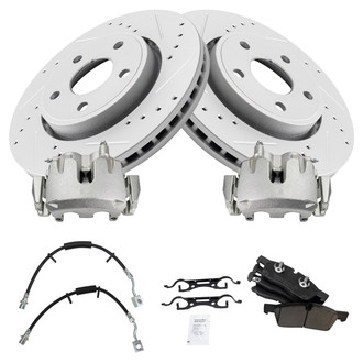 TRQ® - Performance Ceramic Front Brake Kit with Calipers and Hoses
