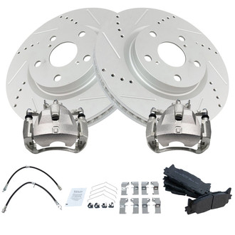 TRQ® - Performance Semi-Metallic Brake Kit with Calipers and Hoses