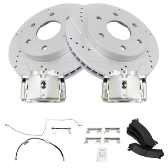 TRQ® - Performance Ceramic Front Brake Kit with Calipers and Hoses