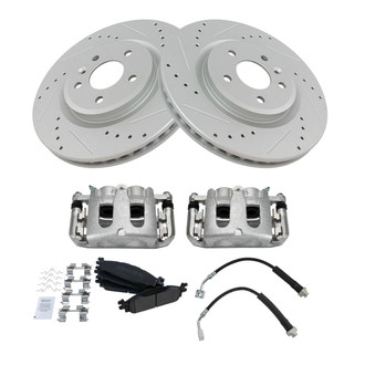 TRQ® - Performance Semi-Metallic Brake Kit with Calipers and Hoses