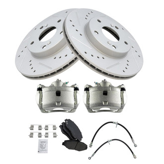 TRQ® - Performance Ceramic Front Brake Kit with Calipers and Hoses